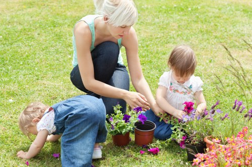 Professional garden maintenance service in action